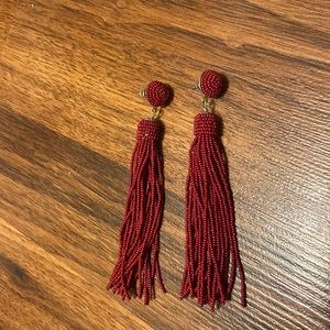 Burgundy tassel earrings